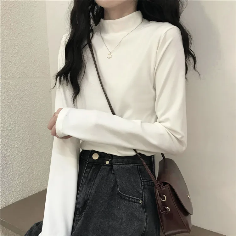 Women's Thermal Underwear Top - Brushed Fleece Lined Half High Collar Long Sleeve Base Layer T-Shirt for Cold Weather, Autumn/Winter Style showcase 8