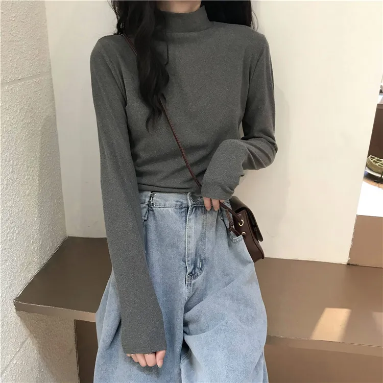 Women's Thermal Underwear Top - Brushed Fleece Lined Half High Collar Long Sleeve Base Layer T-Shirt for Cold Weather, Autumn/Winter Style showcase 11
