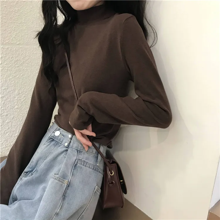 Women's Thermal Underwear Top - Brushed Fleece Lined Half High Collar Long Sleeve Base Layer T-Shirt for Cold Weather, Autumn/Winter Style showcase 19