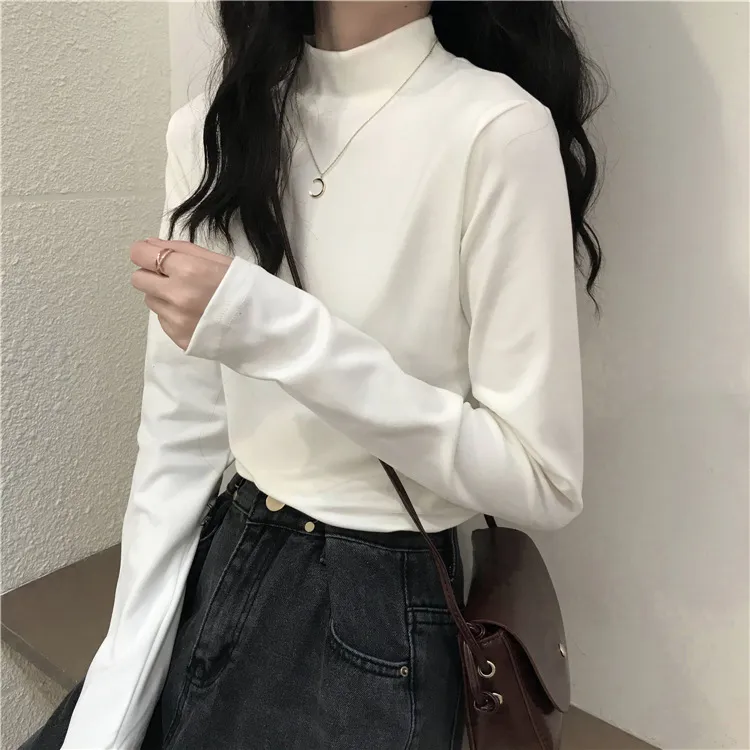 Women's Thermal Underwear Top - Brushed Fleece Lined Half High Collar Long Sleeve Base Layer T-Shirt for Cold Weather, Autumn/Winter Style showcase 4