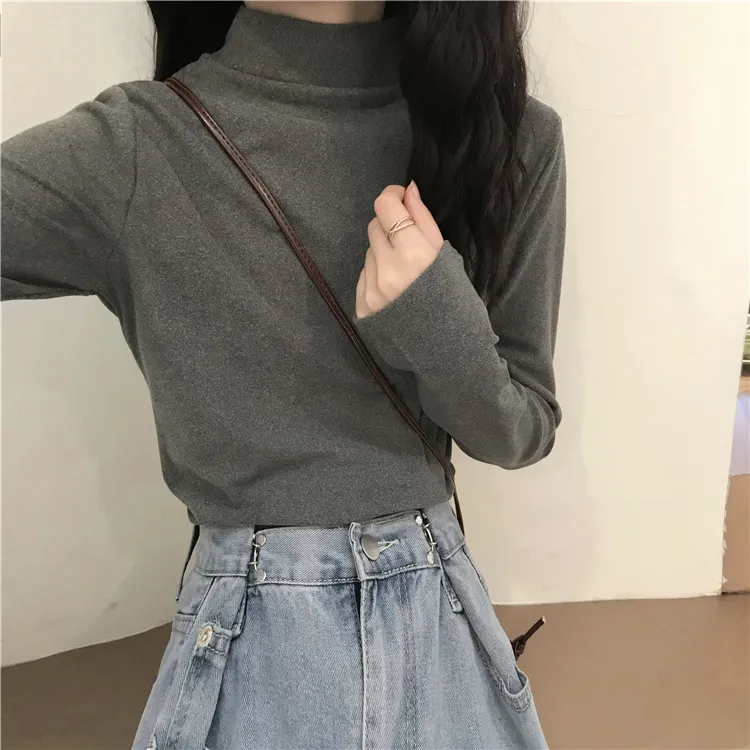 Women's Thermal Underwear Top - Brushed Fleece Lined Half High Collar Long Sleeve Base Layer T-Shirt for Cold Weather, Autumn/Winter Style showcase 13
