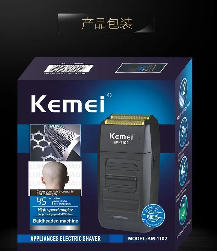 Kemei KM-1102 Electric Shaver for Men - Rechargeable Cordless Foil Shaver with Double Mesh - Powerful Close Shave for Home and Travel showcase 12