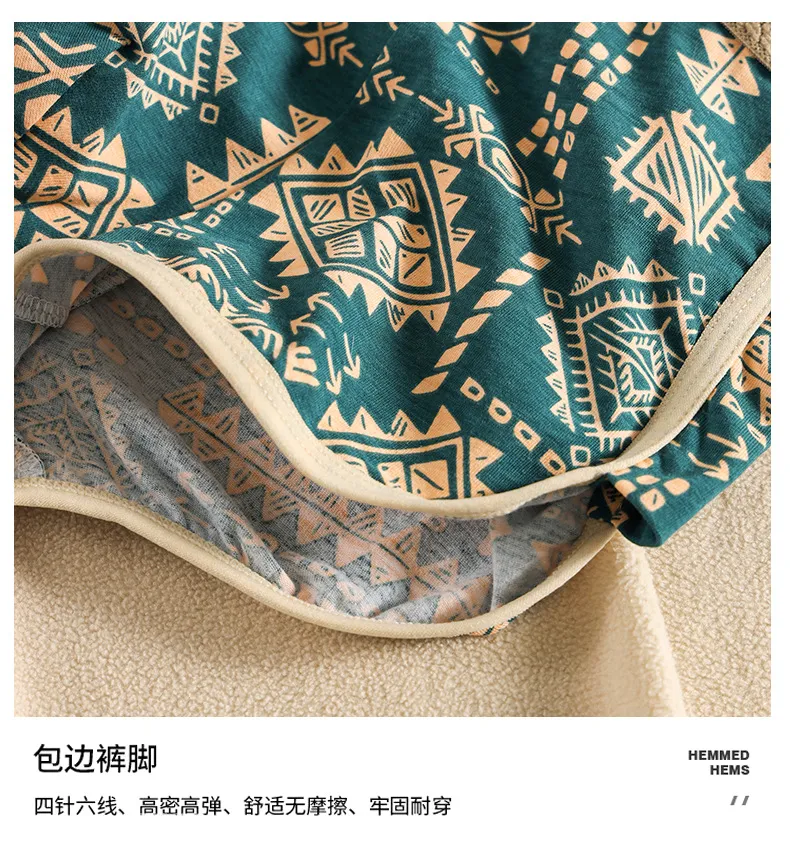 Men's Retro Ethnic Style Cotton Boxer Briefs - Single Pack Breathable Underwear with Printed Design - Comfortable and Stylish showcase 7