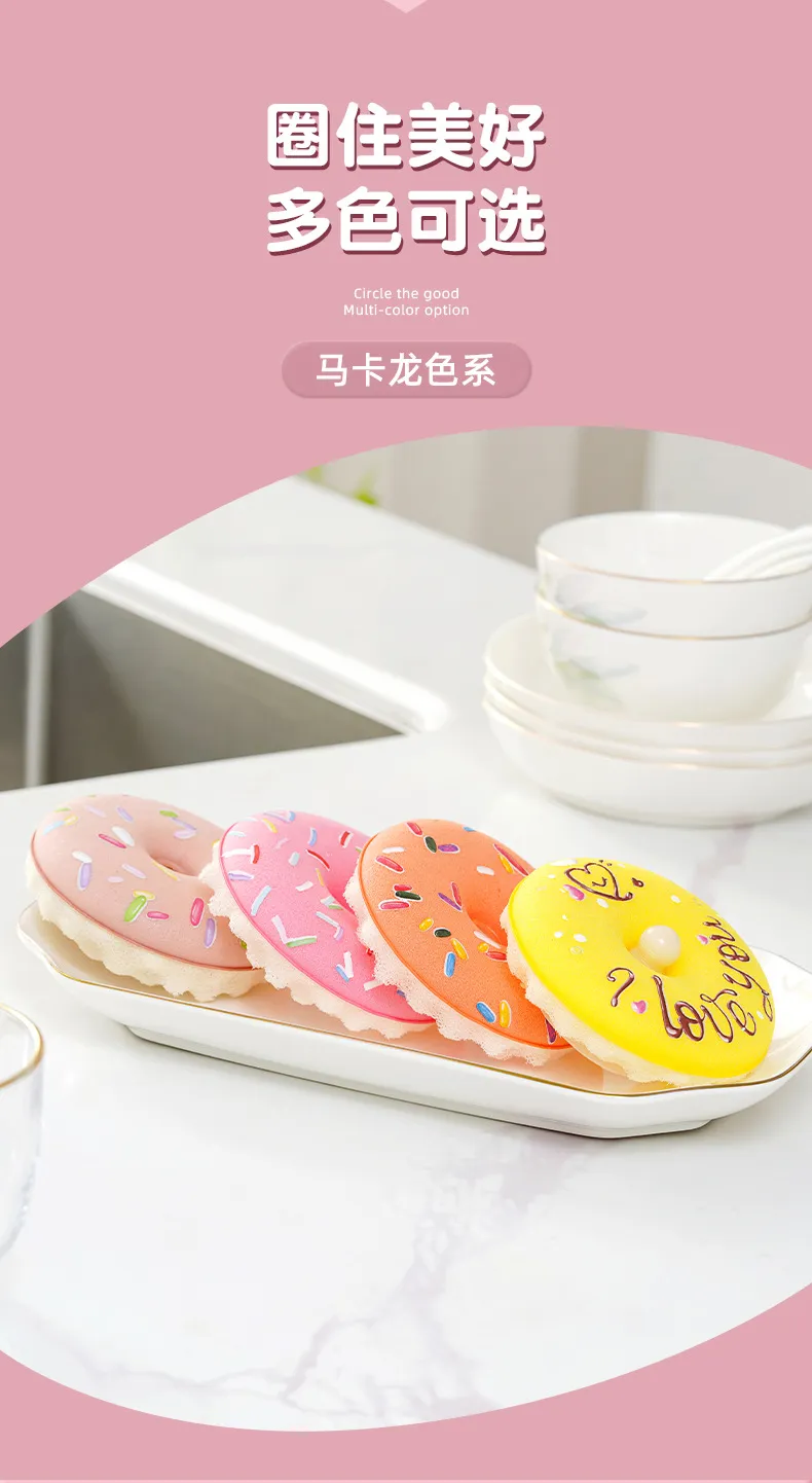 Donut Sponge Dishwashing Brush with Suction Cup - Non-Stick Pan Cleaning Tool - Kitchen Cleaning Gadget - Easy Dishwashing showcase 11