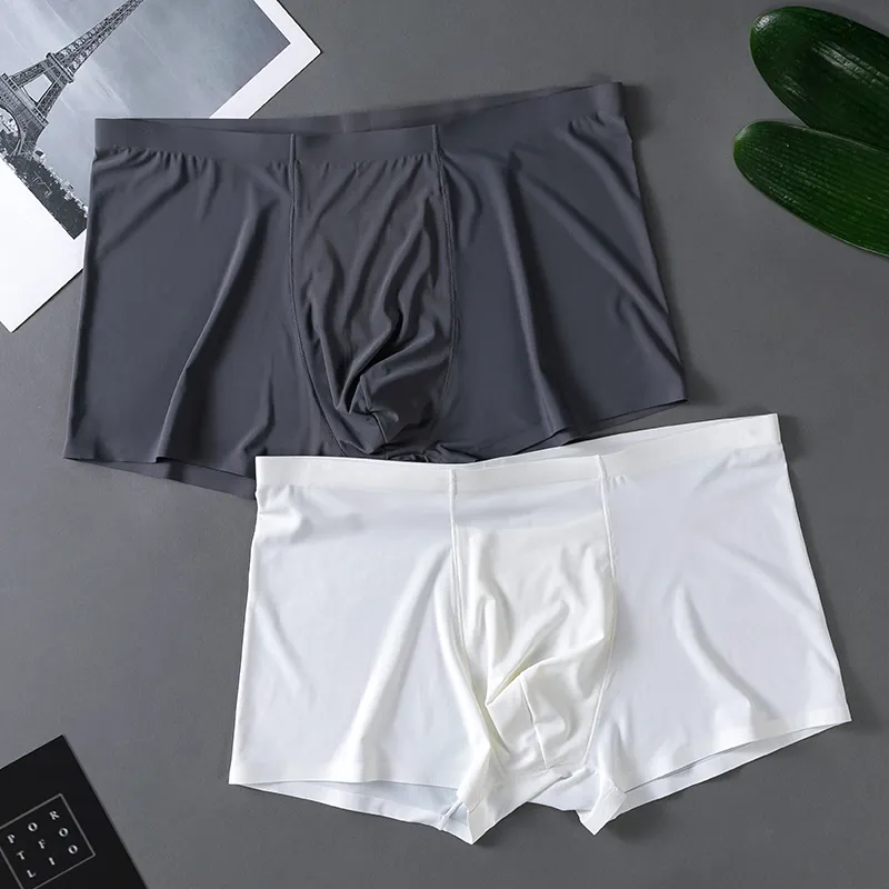 Men's Ice Silk Underwear - Breathable, Antibacterial, Seamless Boxers - Summer Thin Four-Corner Shorts - Wholesale Available thumbnail 2