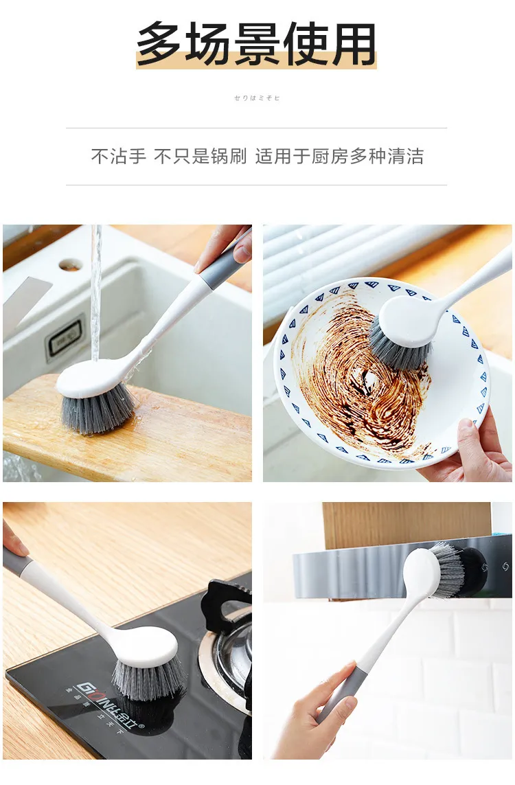 Long Handle Dish Brush for Pots and Pans - Non-Scratch Kitchen Cleaning Brush Tool for Non-Stick Cookware, Household Scrub Brush for Sink, Dishes, and Surfaces showcase 7