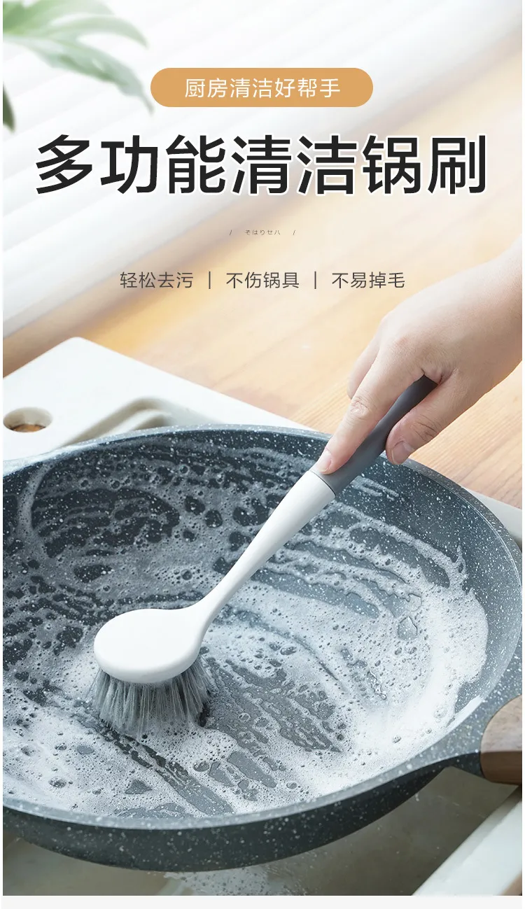 Long Handle Dish Brush for Pots and Pans - Non-Scratch Kitchen Cleaning Brush Tool for Non-Stick Cookware, Household Scrub Brush for Sink, Dishes, and Surfaces showcase 2
