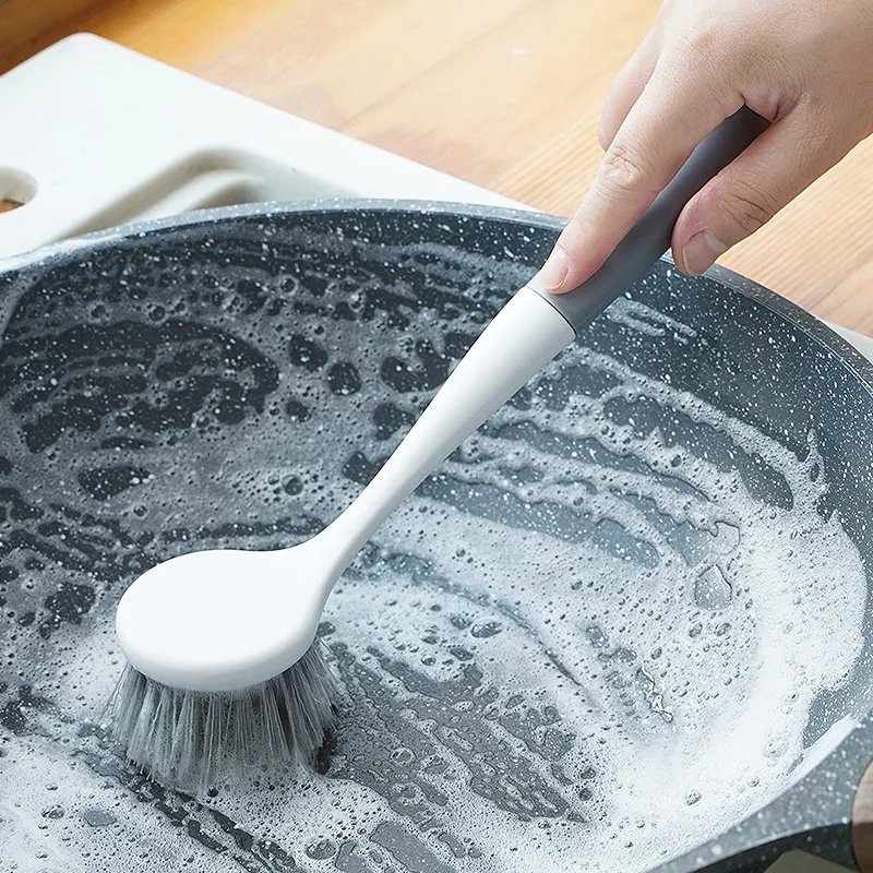Long Handle Dish Brush for Pots and Pans - Non-Scratch Kitchen Cleaning Brush Tool for Non-Stick Cookware, Household Scrub Brush for Sink, Dishes, and Surfaces thumbnail 4