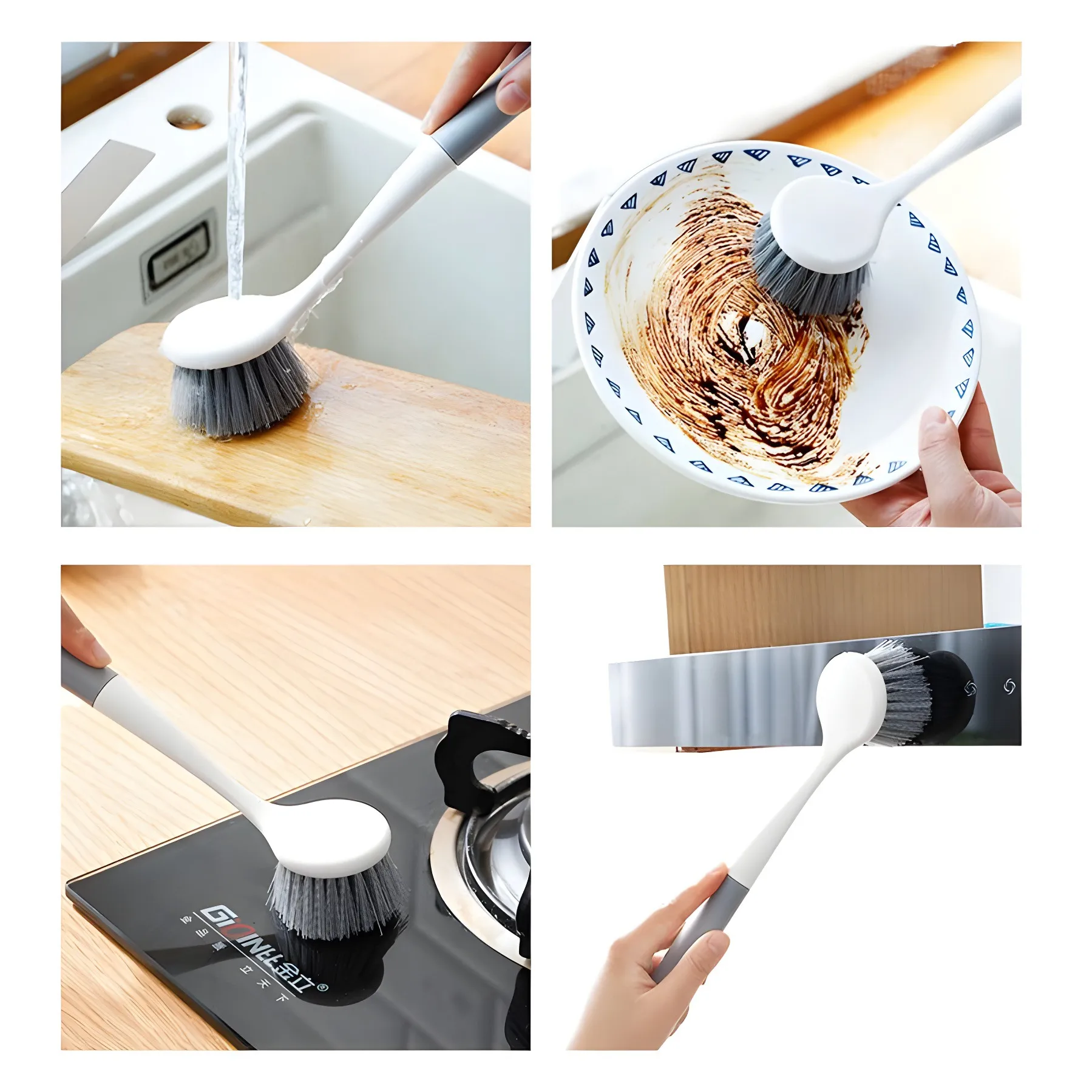 Long Handle Dish Brush for Pots and Pans - Non-Scratch Kitchen Cleaning Brush Tool for Non-Stick Cookware, Household Scrub Brush for Sink, Dishes, and Surfaces thumbnail 5