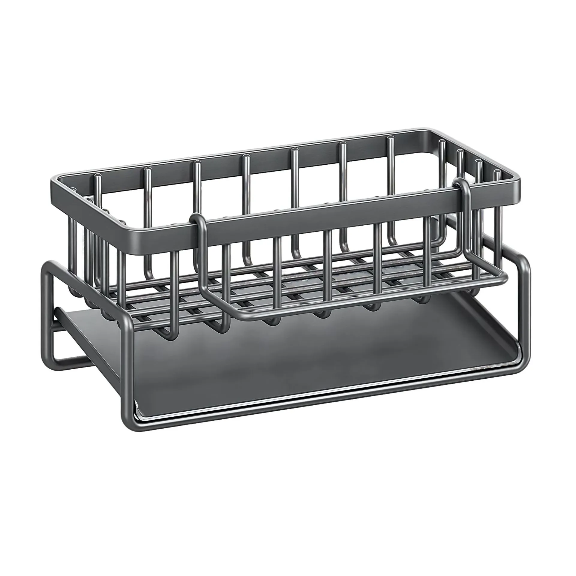 Kitchen Sponge Holder Organizer Rack - Faucet Mount Dish Cloth Drainer - Sink Caddy for Soap, Scrubber, Brush - Stainless Steel Storage Shelf thumbnail 5
