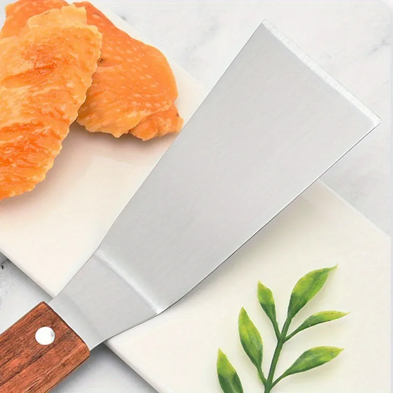 Stainless Steel Spatula Turner with Wooden Handle - Pancake, Cake, Pizza, Steak, BBQ, Griddle, and Fish Spatula - Versatile Kitchen Utensil showcase 2
