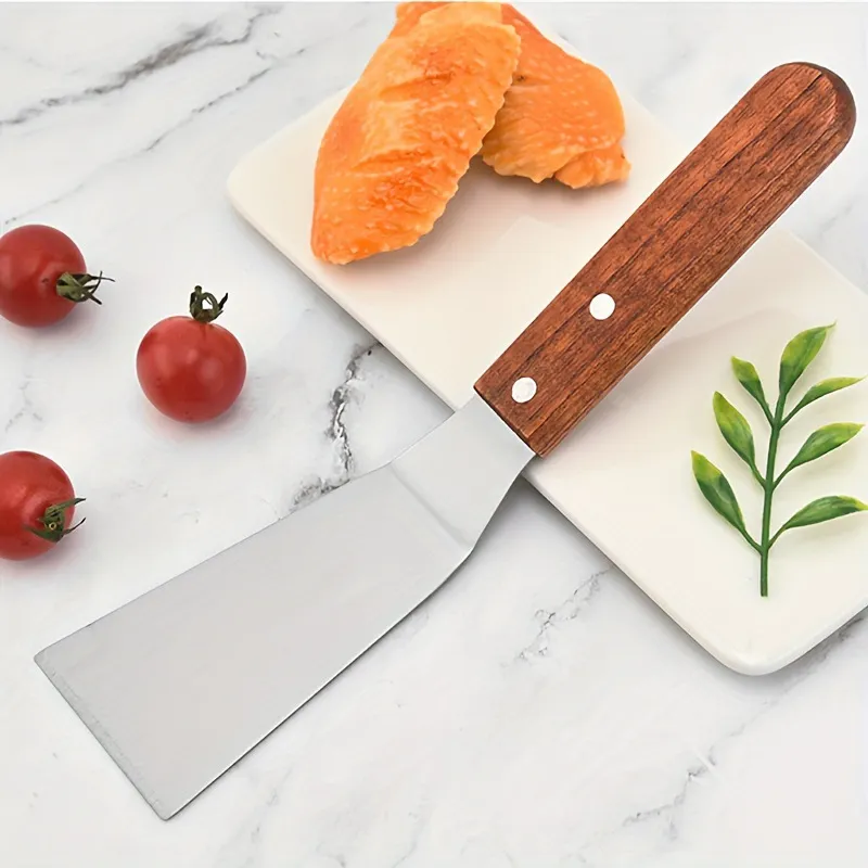 Stainless Steel Spatula Turner with Wooden Handle - Pancake, Cake, Pizza, Steak, BBQ, Griddle, and Fish Spatula - Versatile Kitchen Utensil showcase 1