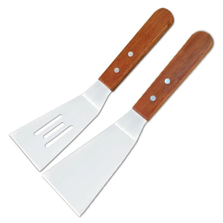 Stainless Steel Spatula Turner with Wooden Handle - Pancake, Cake, Pizza, Steak, BBQ, Griddle, and Fish Spatula - Versatile Kitchen Utensil thumbnail 3