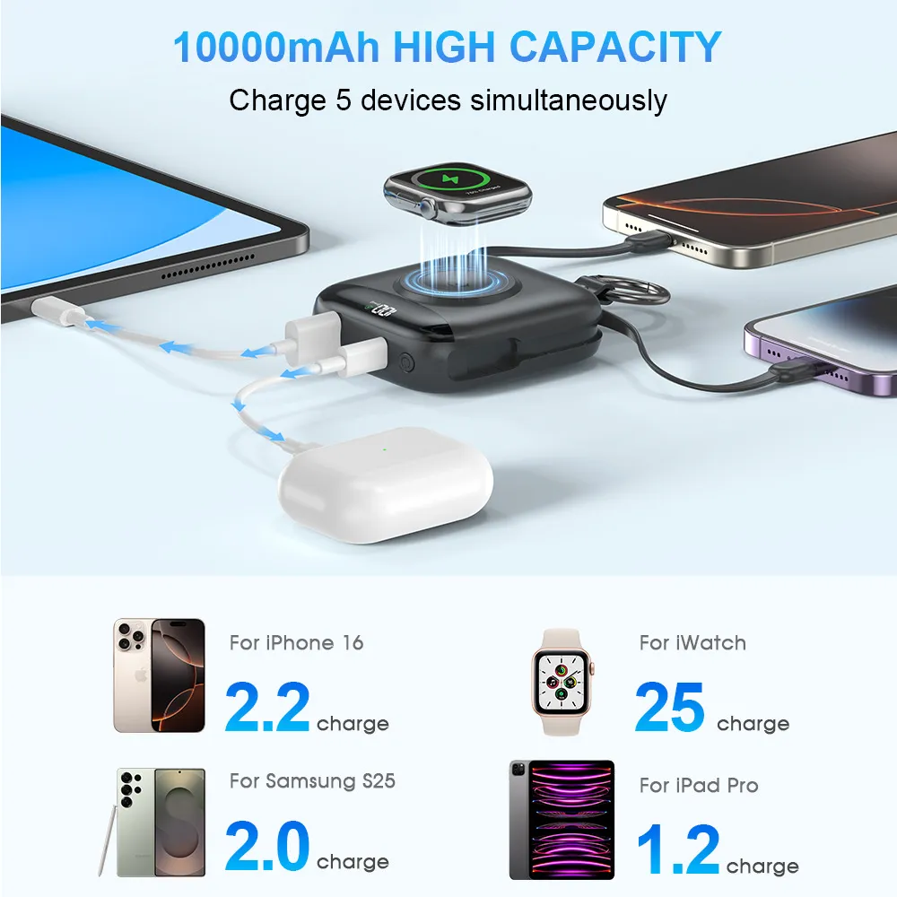 Apple Watch Wireless Charger Power Bank - Portable Magnetic Fast Charging Station - UL2056/FCC/CE/UKCA Certified - Travel Friendly - Compatible with iWatch Series thumbnail 2