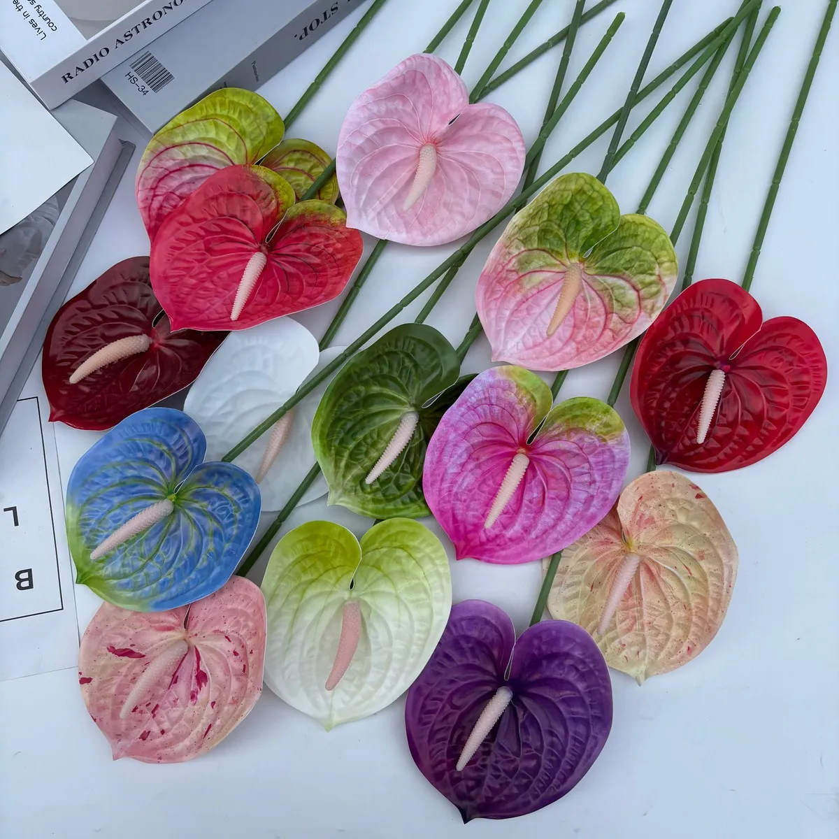 Artificial Flamingo Palm Flower Decoration - Single Hand Red Palm Fake Flower for Home, Wedding, and Soft Flower Art Ornaments showcase 1