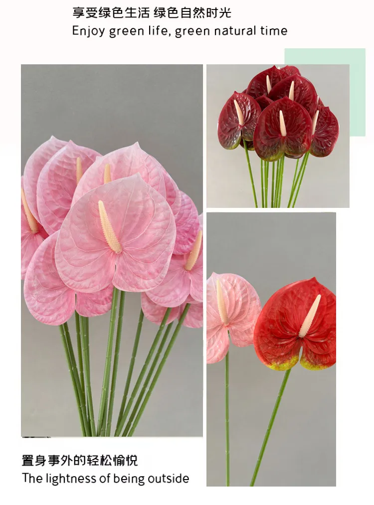 Artificial Flamingo Palm Flower Decoration - Single Hand Red Palm Fake Flower for Home, Wedding, and Soft Flower Art Ornaments showcase 6