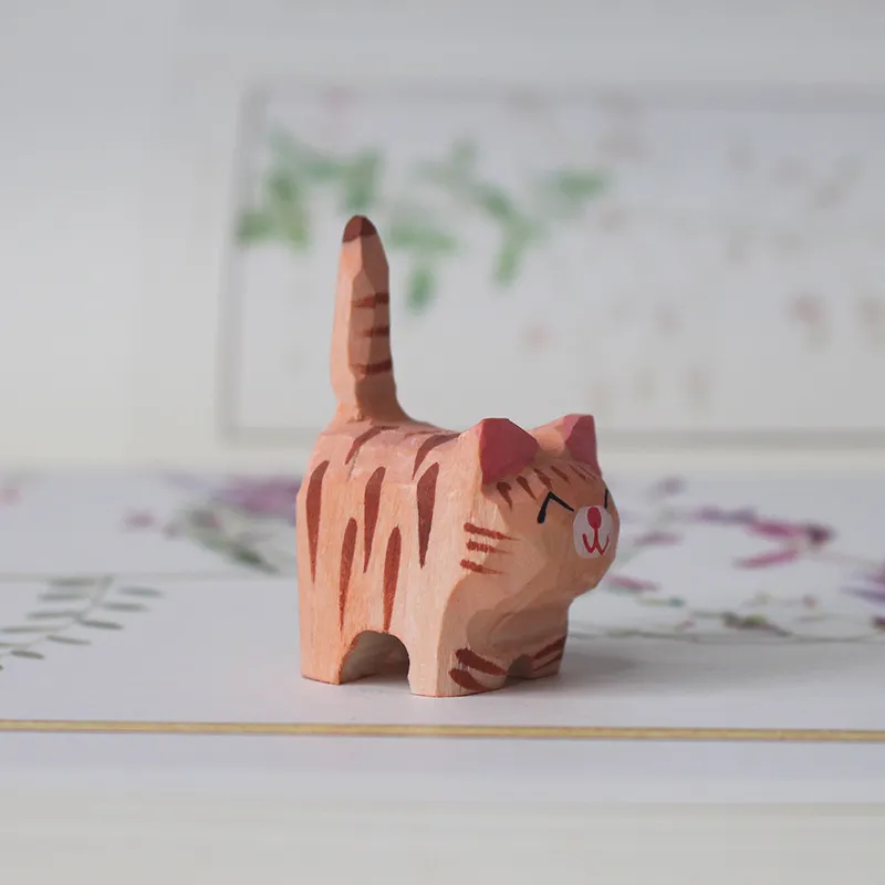 Cute Wooden Tiger Ornaments - Hand Carved Small Animal Pendants - Cartoon Style Wood Carving Gifts for Kids and Adults thumbnail 9