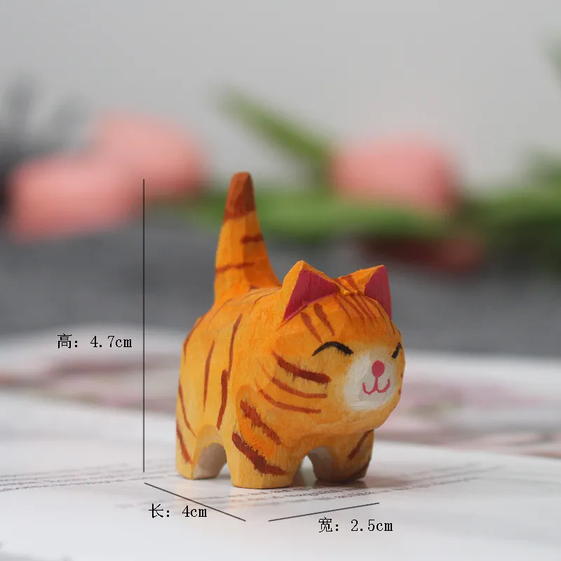 Cute Wooden Tiger Ornaments - Hand Carved Small Animal Pendants - Cartoon Style Wood Carving Gifts for Kids and Adults showcase 9