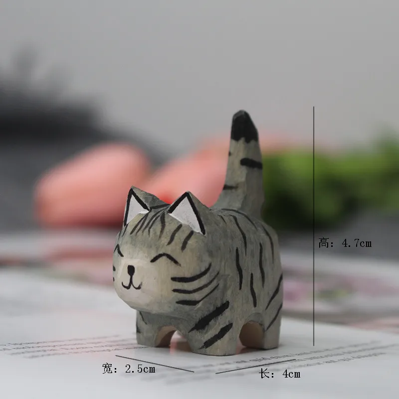 Cute Wooden Tiger Ornaments - Hand Carved Small Animal Pendants - Cartoon Style Wood Carving Gifts for Kids and Adults showcase 10