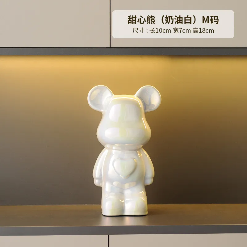 Luxury Ceramic Bear Figurine TV Cabinet Decoration Ornament - Modern Living Room Wine Cabinet Decor for New Home, Internet Celebrity Style thumbnail 8