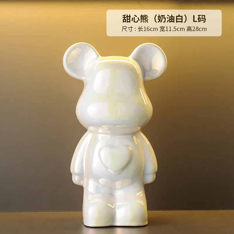 Luxury Ceramic Bear Figurine TV Cabinet Decoration Ornament - Modern Living Room Wine Cabinet Decor for New Home, Internet Celebrity Style thumbnail 9