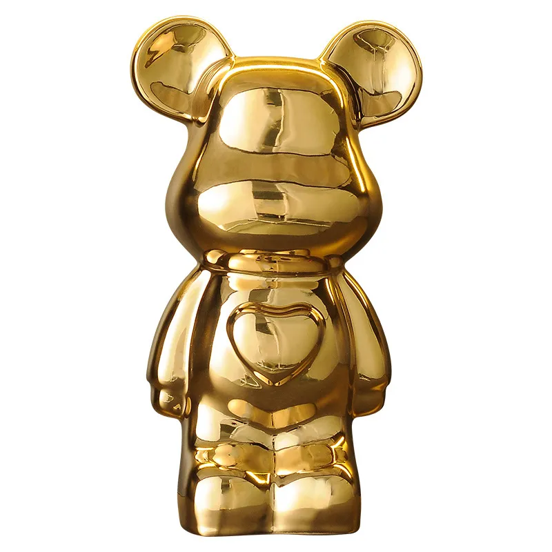 Luxury Ceramic Bear Figurine TV Cabinet Decoration Ornament - Modern Living Room Wine Cabinet Decor for New Home, Internet Celebrity Style thumbnail 5