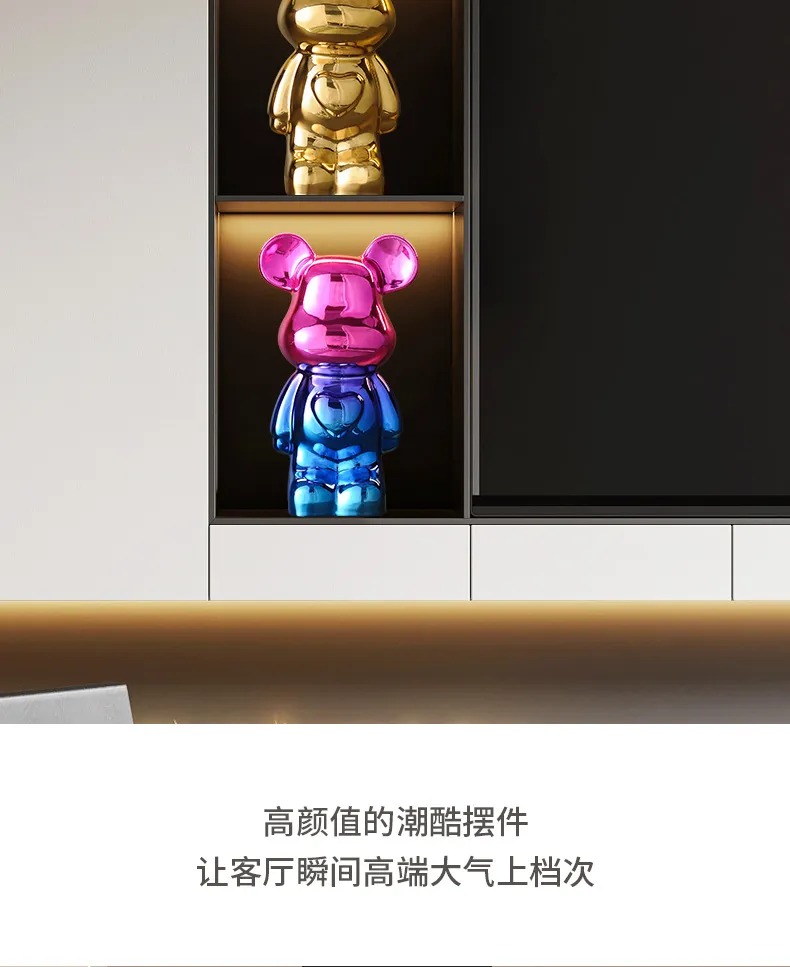 Luxury Ceramic Bear Figurine TV Cabinet Decoration Ornament - Modern Living Room Wine Cabinet Decor for New Home, Internet Celebrity Style showcase 12