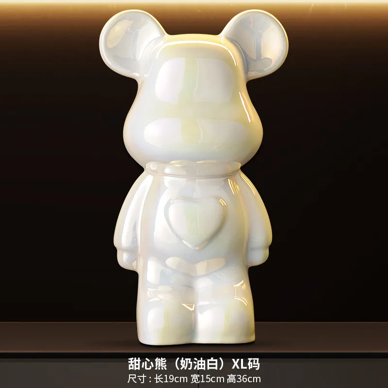 Luxury Ceramic Bear Figurine TV Cabinet Decoration Ornament - Modern Living Room Wine Cabinet Decor for New Home, Internet Celebrity Style thumbnail 7