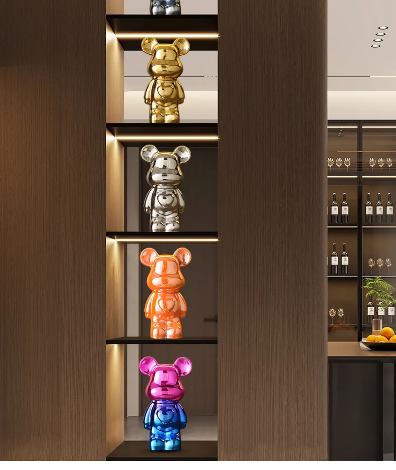 Luxury Ceramic Bear Figurine TV Cabinet Decoration Ornament - Modern Living Room Wine Cabinet Decor for New Home, Internet Celebrity Style showcase 9