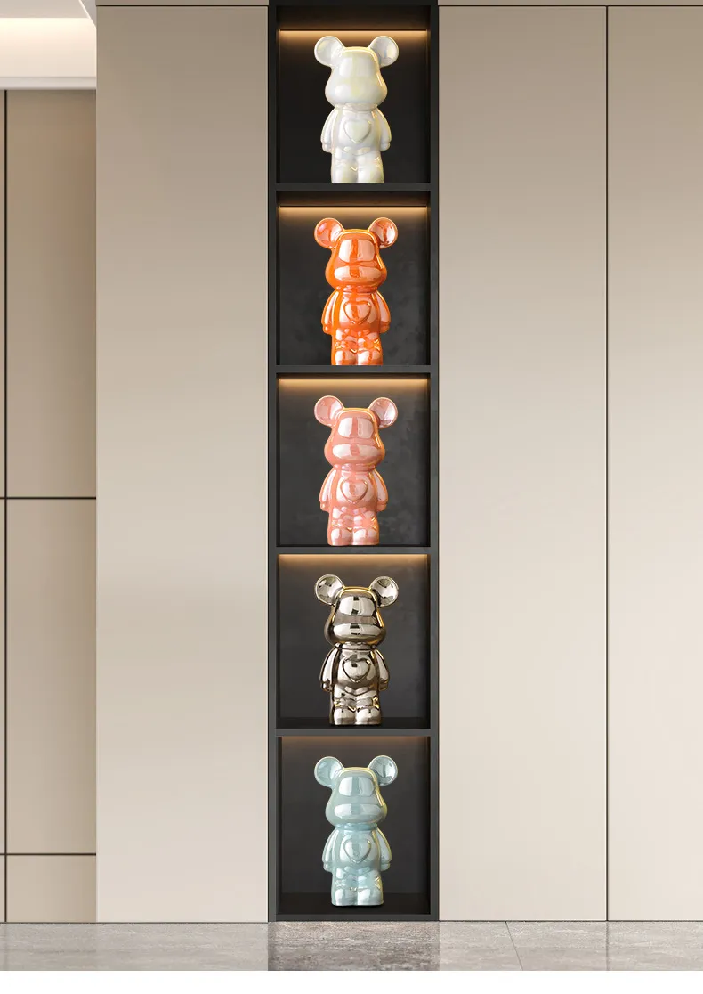Luxury Ceramic Bear Figurine TV Cabinet Decoration Ornament - Modern Living Room Wine Cabinet Decor for New Home, Internet Celebrity Style showcase 13