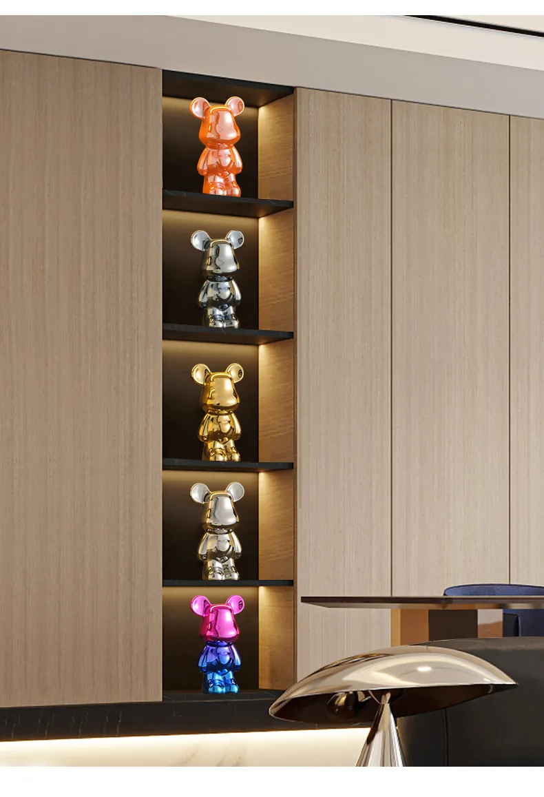 Luxury Ceramic Bear Figurine TV Cabinet Decoration Ornament - Modern Living Room Wine Cabinet Decor for New Home, Internet Celebrity Style showcase 15