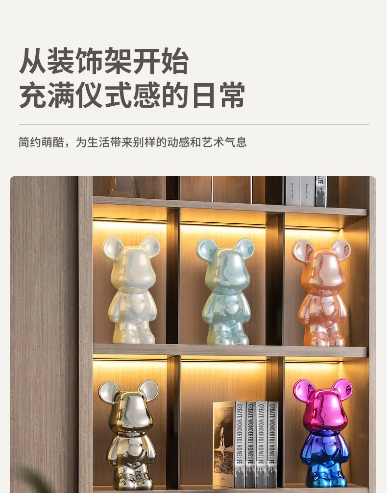 Luxury Ceramic Bear Figurine TV Cabinet Decoration Ornament - Modern Living Room Wine Cabinet Decor for New Home, Internet Celebrity Style showcase 7