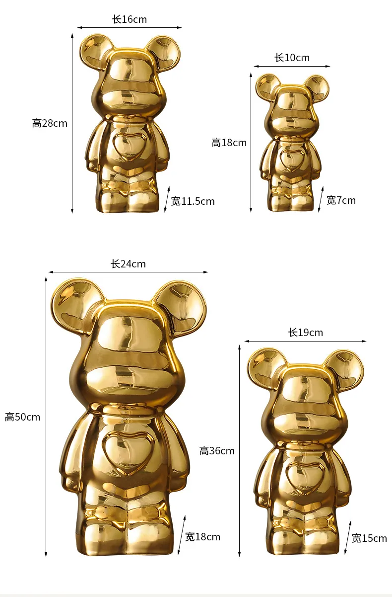 Luxury Ceramic Bear Figurine TV Cabinet Decoration Ornament - Modern Living Room Wine Cabinet Decor for New Home, Internet Celebrity Style showcase 6