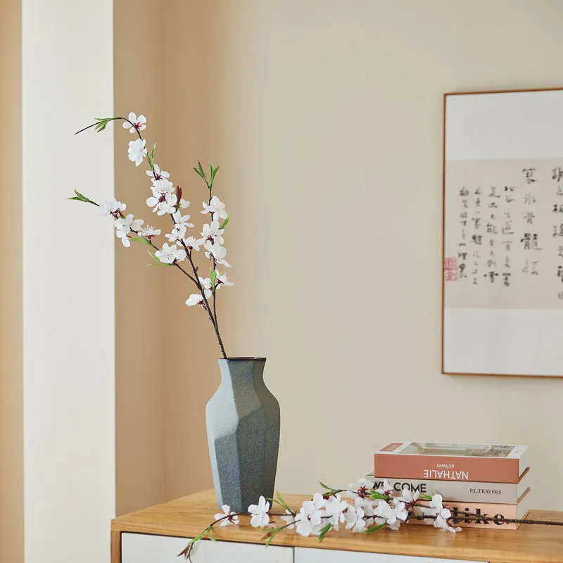 Artificial Peach Blossom Branch Silk Flower Bouquet - Realistic Plum Blossom Floral Arrangement for Living Room Wedding Home Decoration Dining Table Centerpiece thumbnail 6