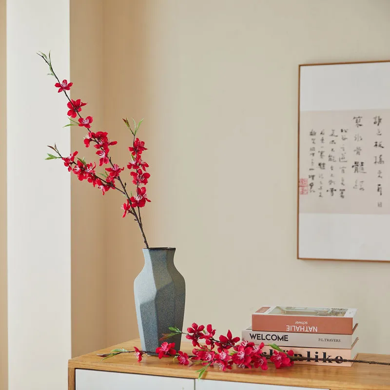Artificial Peach Blossom Branch Silk Flower Bouquet - Realistic Plum Blossom Floral Arrangement for Living Room Wedding Home Decoration Dining Table Centerpiece thumbnail 7