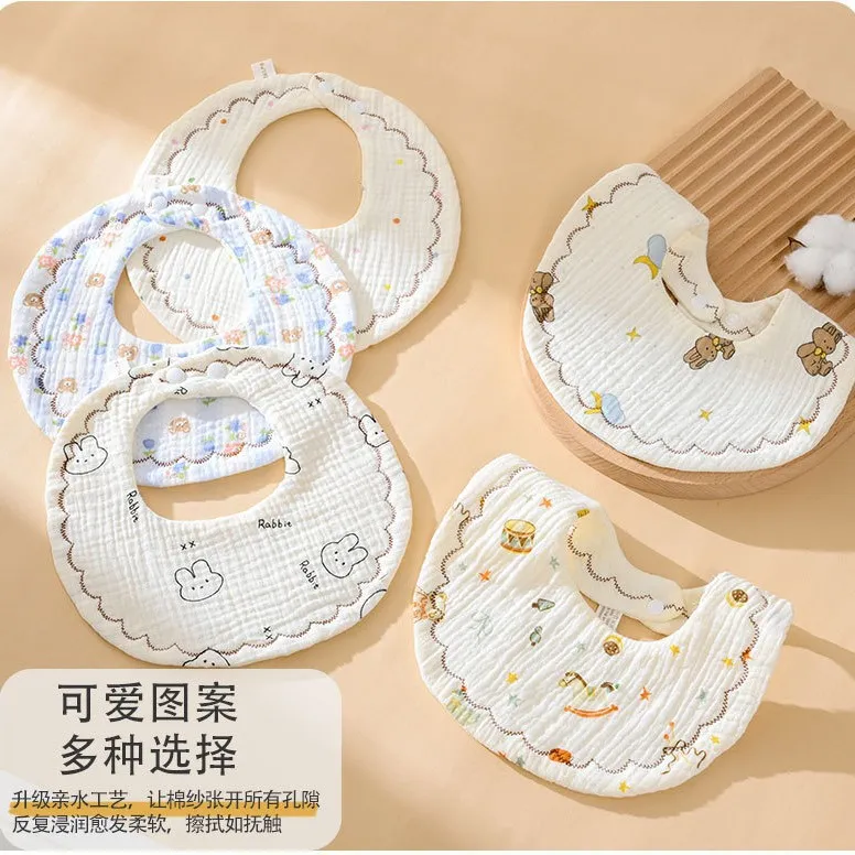 Baby Bibs 100% Pure Cotton, Soft Absorbent Gauze, 6-Layer Thick, Newborn Infant Toddler Feeding Bibs, Unisex Design, Burp Cloths for Sensitive Skin thumbnail 4