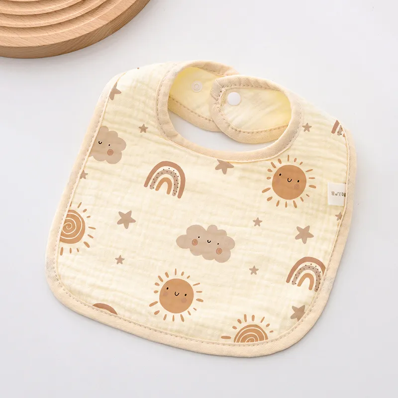 Baby Bibs 100% Pure Cotton, Soft Absorbent Gauze, 6-Layer Thick, Newborn Infant Toddler Feeding Bibs, Unisex Design, Burp Cloths for Sensitive Skin thumbnail 6