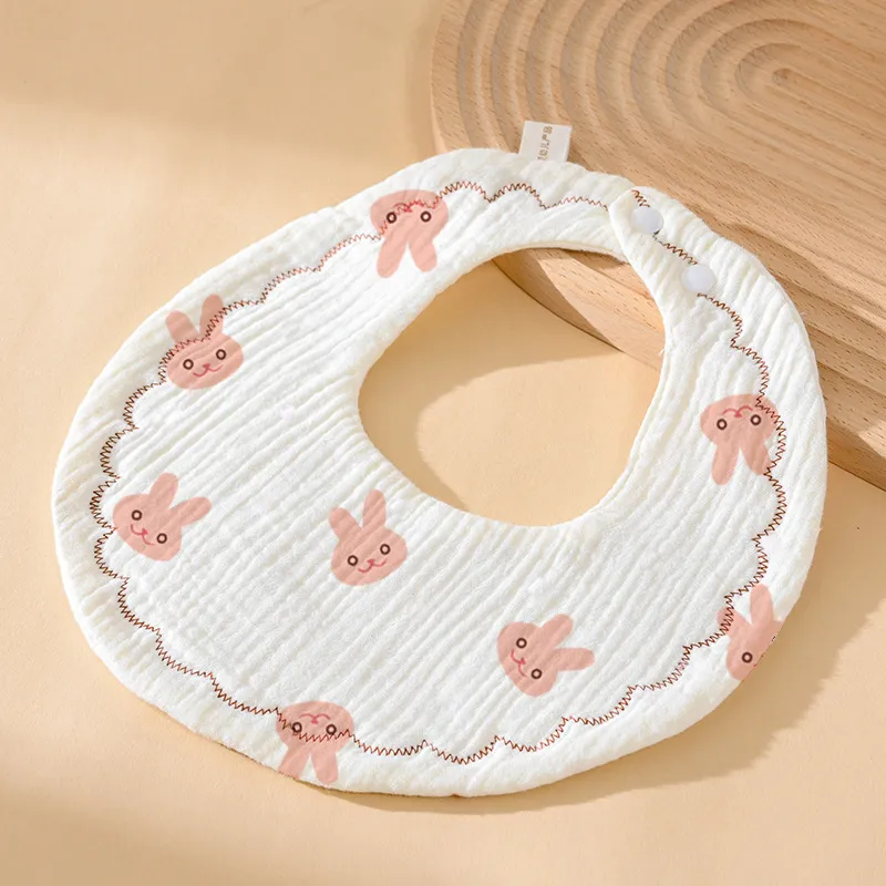 Baby Bibs 100% Pure Cotton, Soft Absorbent Gauze, 6-Layer Thick, Newborn Infant Toddler Feeding Bibs, Unisex Design, Burp Cloths for Sensitive Skin thumbnail 8