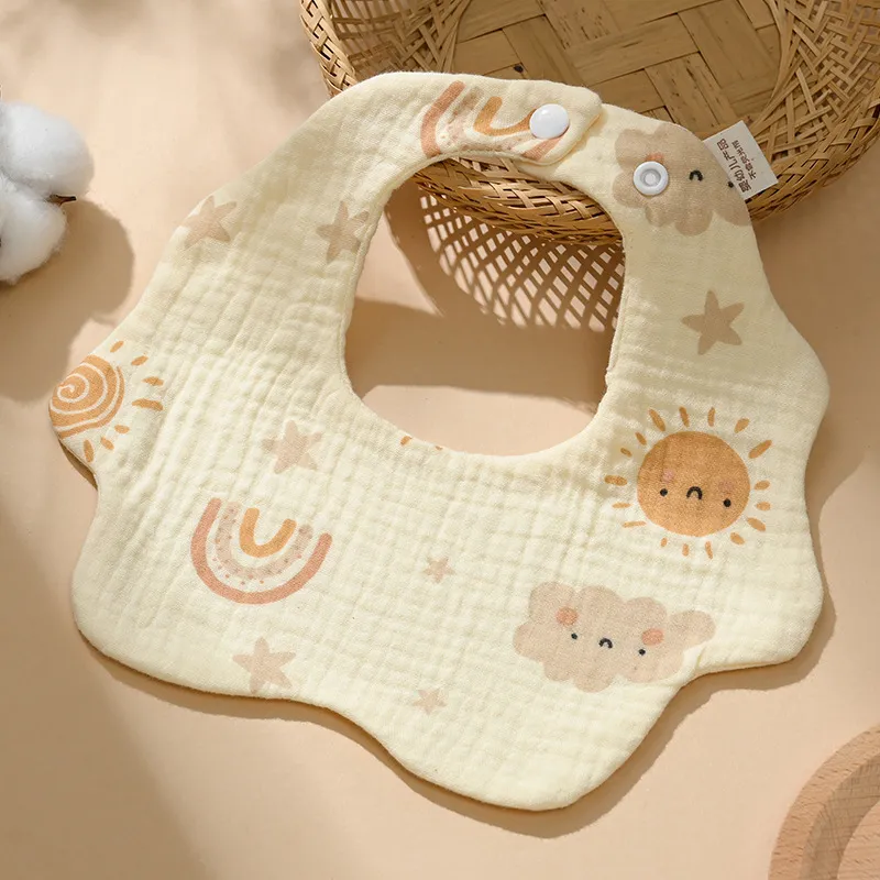 Baby Bibs 100% Pure Cotton, Soft Absorbent Gauze, 6-Layer Thick, Newborn Infant Toddler Feeding Bibs, Unisex Design, Burp Cloths for Sensitive Skin thumbnail 9