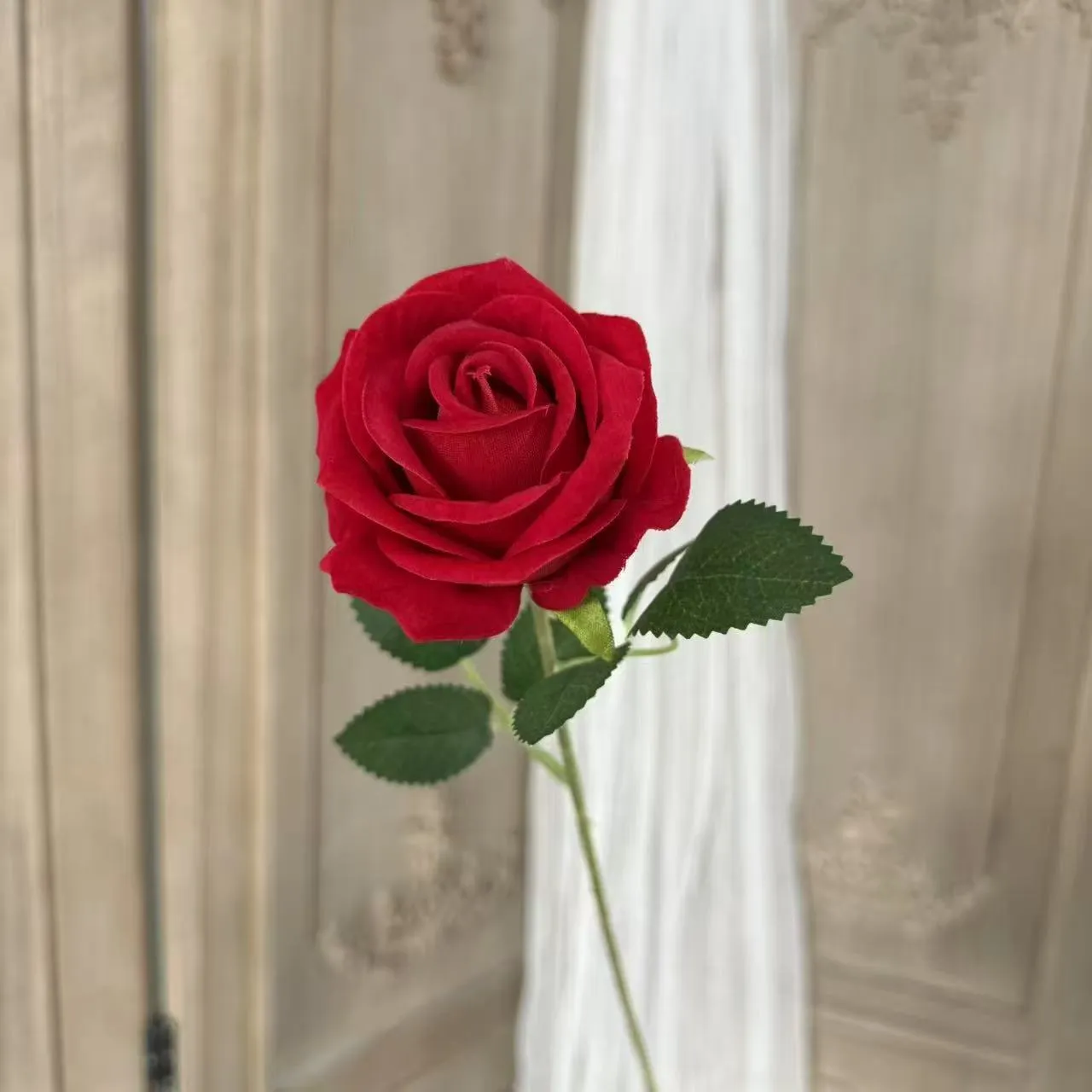 Artificial Velvet Roses - Single Stem Fake Flowers for Wedding, Home Decoration, Bouquets, and Wholesale thumbnail 9