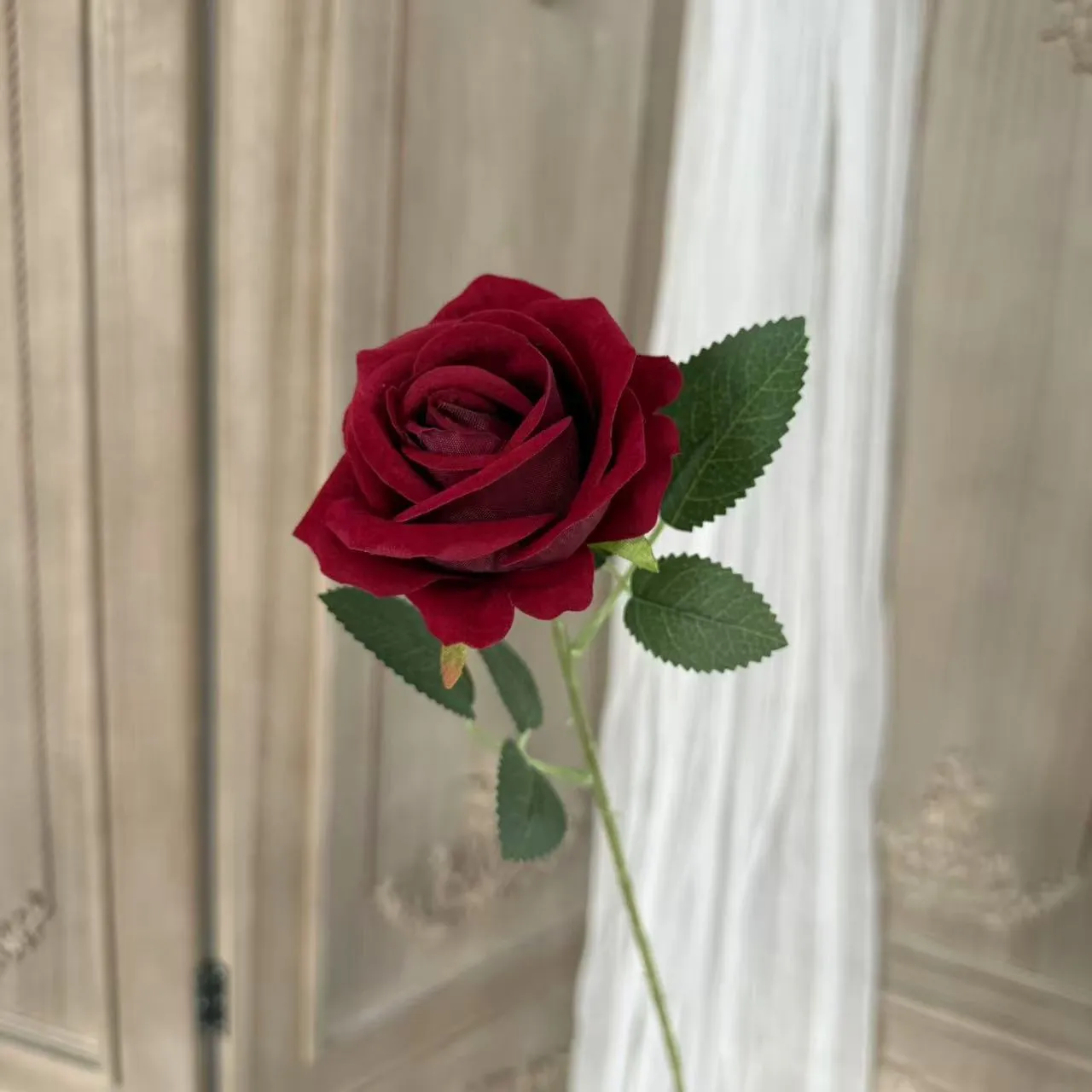 Artificial Velvet Roses - Single Stem Fake Flowers for Wedding, Home Decoration, Bouquets, and Wholesale thumbnail 7