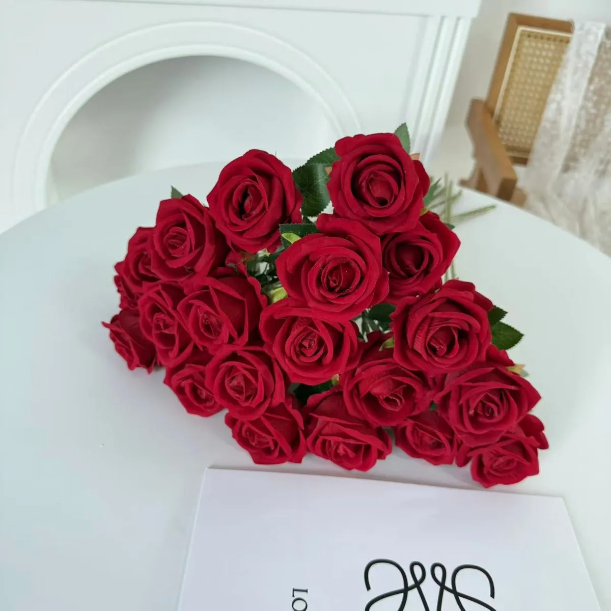 Artificial Velvet Roses - Single Stem Fake Flowers for Wedding, Home Decoration, Bouquets, and Wholesale showcase 4