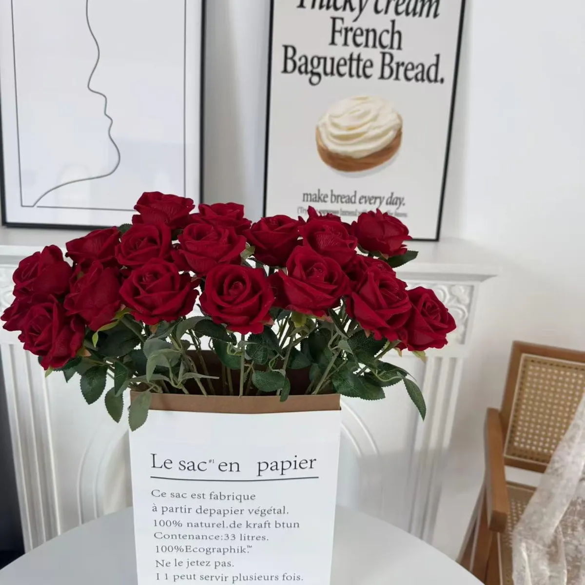 Artificial Velvet Roses - Single Stem Fake Flowers for Wedding, Home Decoration, Bouquets, and Wholesale showcase 5
