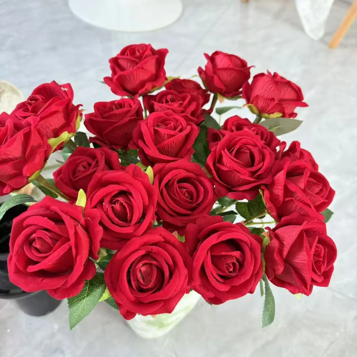 Artificial Velvet Roses - Single Stem Fake Flowers for Wedding, Home Decoration, Bouquets, and Wholesale showcase 8