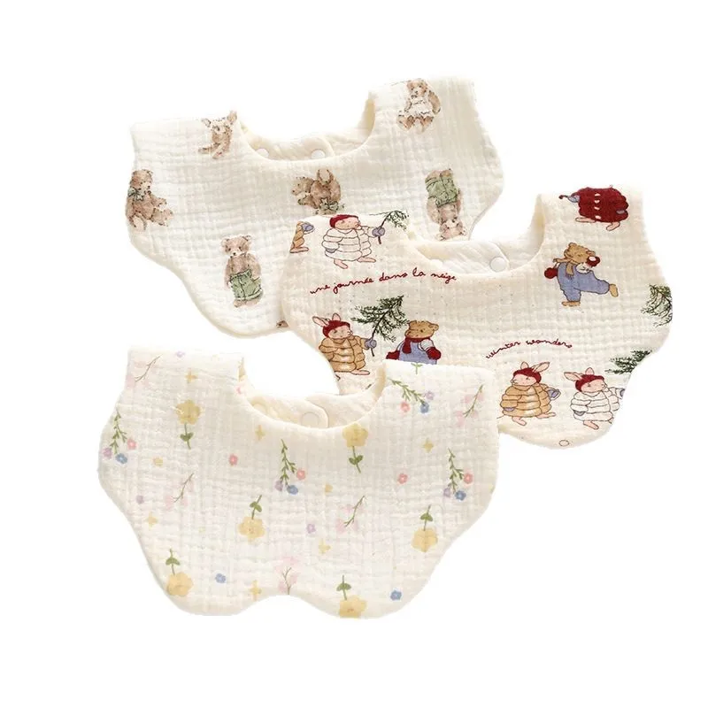 Soft Cotton Baby Bibs 360 Degree Rotating - 6 Layer Gauze, Adjustable Snap Buttons, Infant and Toddler Saliva Towel, Class A Material thumbnail 5