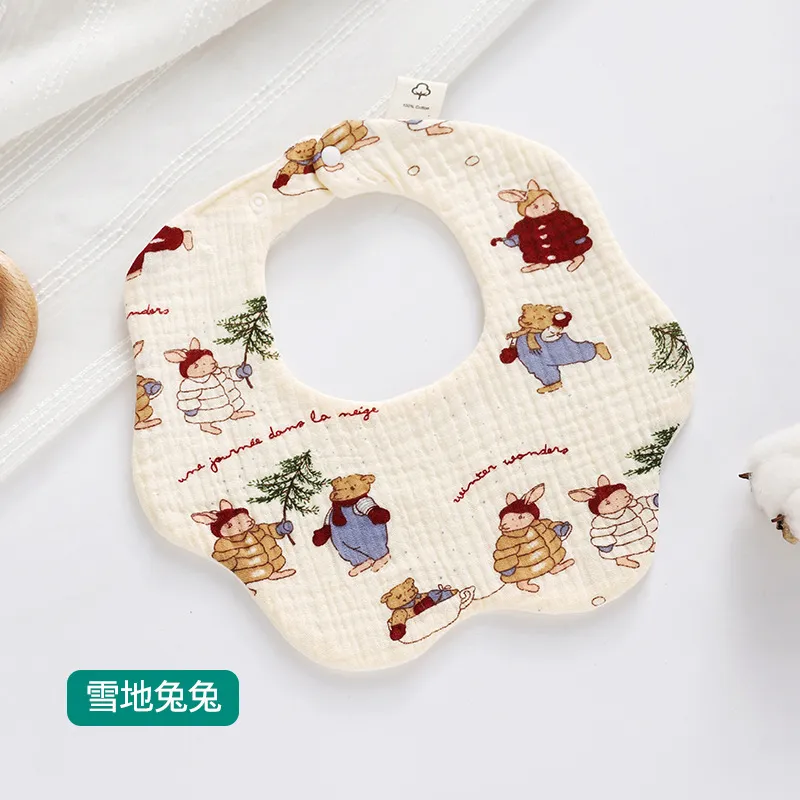 Soft Cotton Baby Bibs 360 Degree Rotating - 6 Layer Gauze, Adjustable Snap Buttons, Infant and Toddler Saliva Towel, Class A Material thumbnail 8
