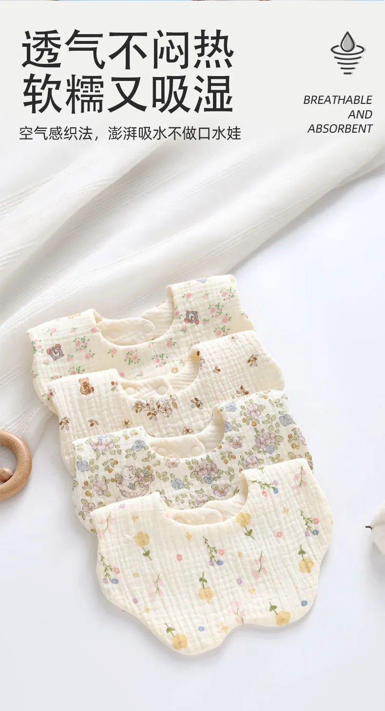 Soft Cotton Baby Bibs 360 Degree Rotating - 6 Layer Gauze, Adjustable Snap Buttons, Infant and Toddler Saliva Towel, Class A Material showcase 8