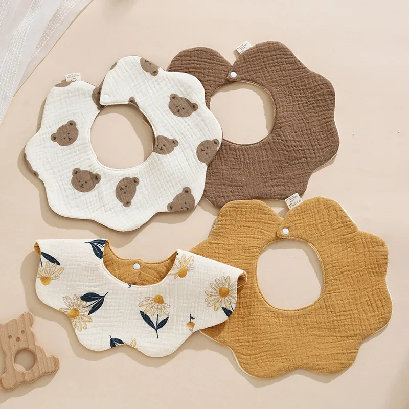Baby Bibs 360 Degree Rotating Cotton Gauze Saliva Towel - Waterproof, Double-Sided, Korean Style Ins Design for Infants and Toddlers thumbnail 1