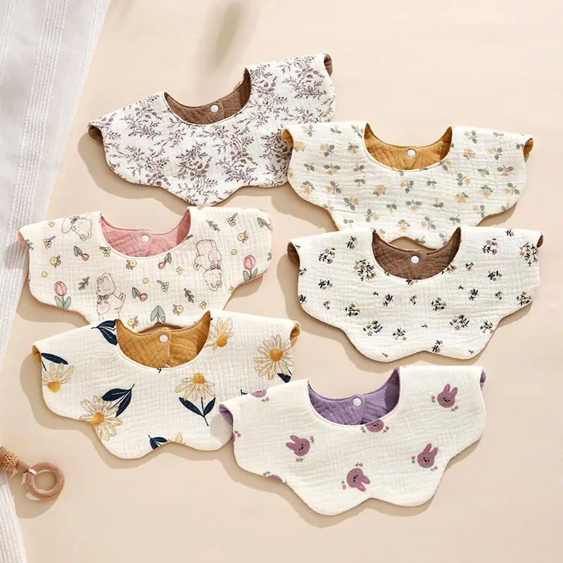 Baby Bibs 360 Degree Rotating Cotton Gauze Saliva Towel - Waterproof, Double-Sided, Korean Style Ins Design for Infants and Toddlers thumbnail 3