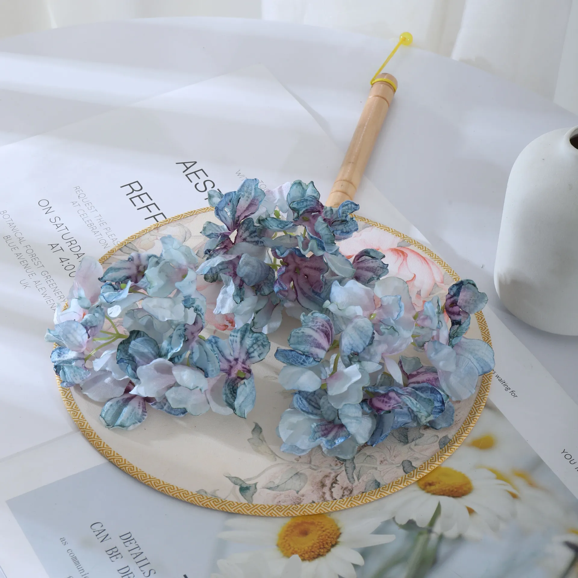 Artificial Hydrangea Flowers for Crafts - Burnt Edge Silk Hydrangeas for DIY Projects, Hair Accessories, Hanfu Matching, Home Decoration, Wedding Decor thumbnail 2
